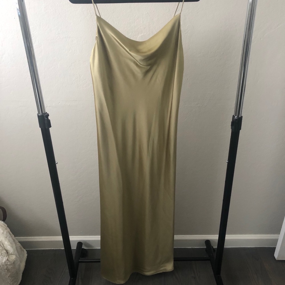 Topshop Satin Midi Dress - Green